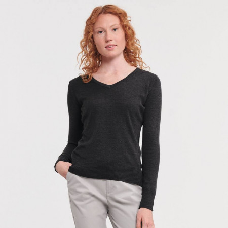 LADIES' V-NECK KNITTED PULLOVER