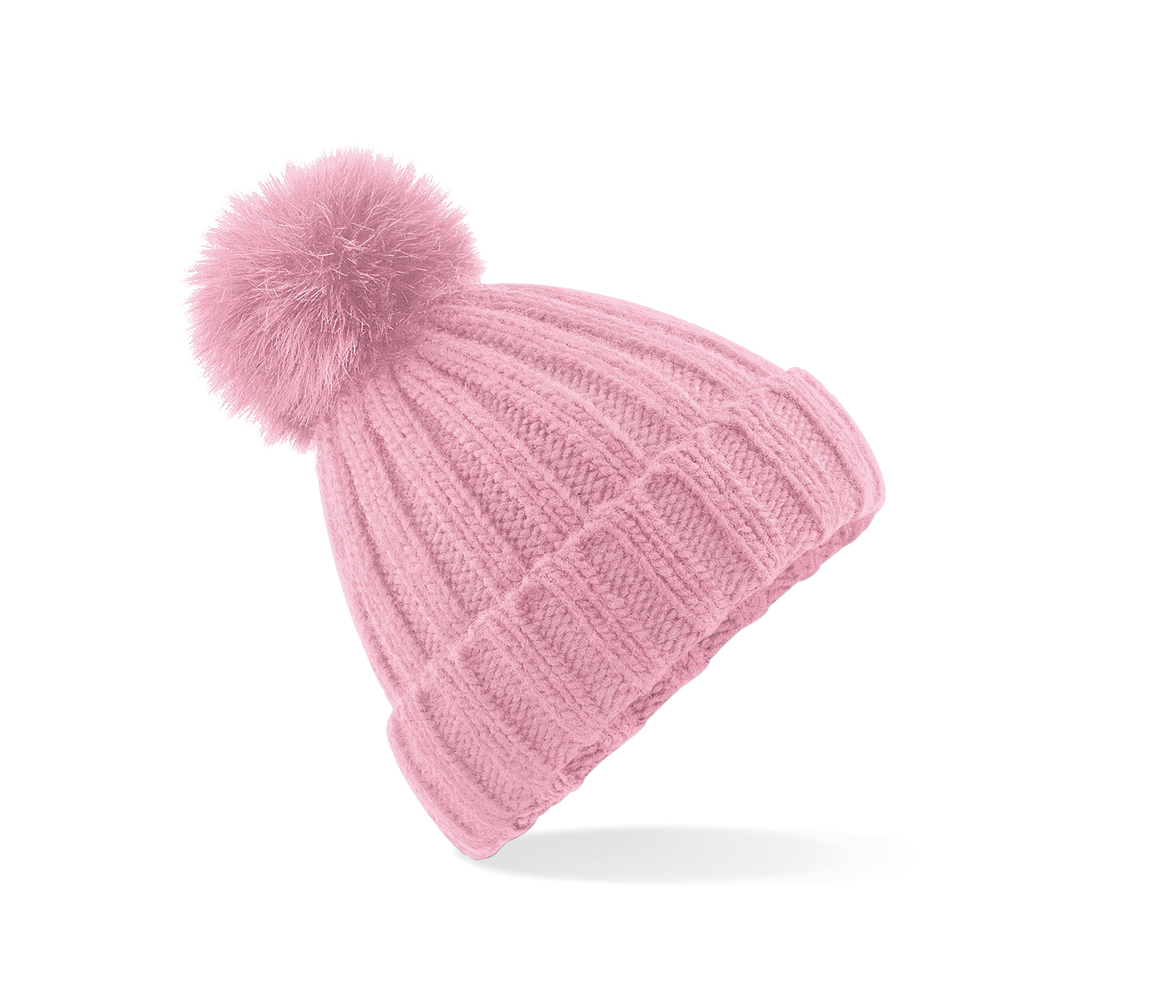 VERBIER FAUX FUR POP POM CHUNKY BEANIE