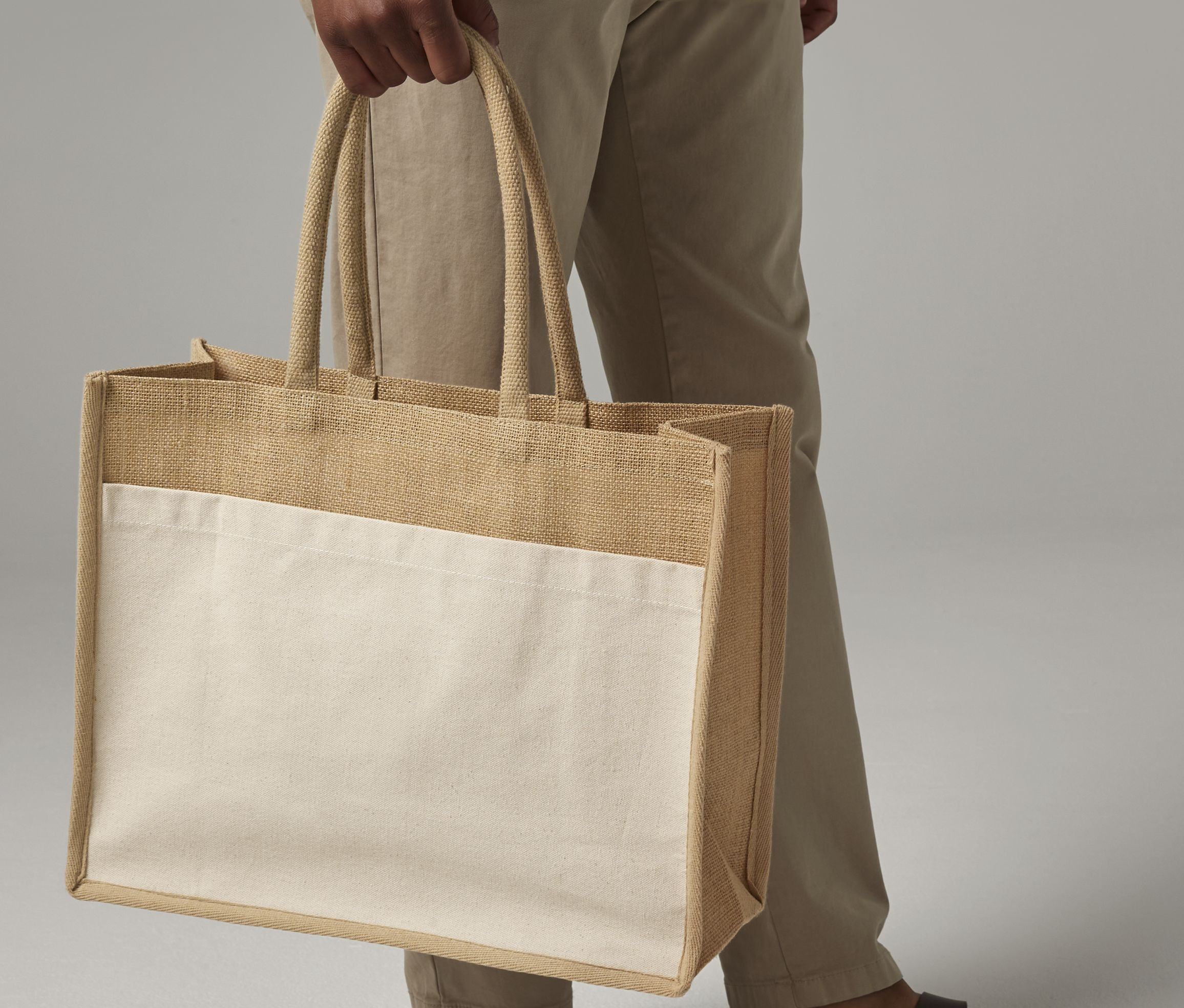 COTTON POCKET NATURAL STARCHED JUTE SHOPPER