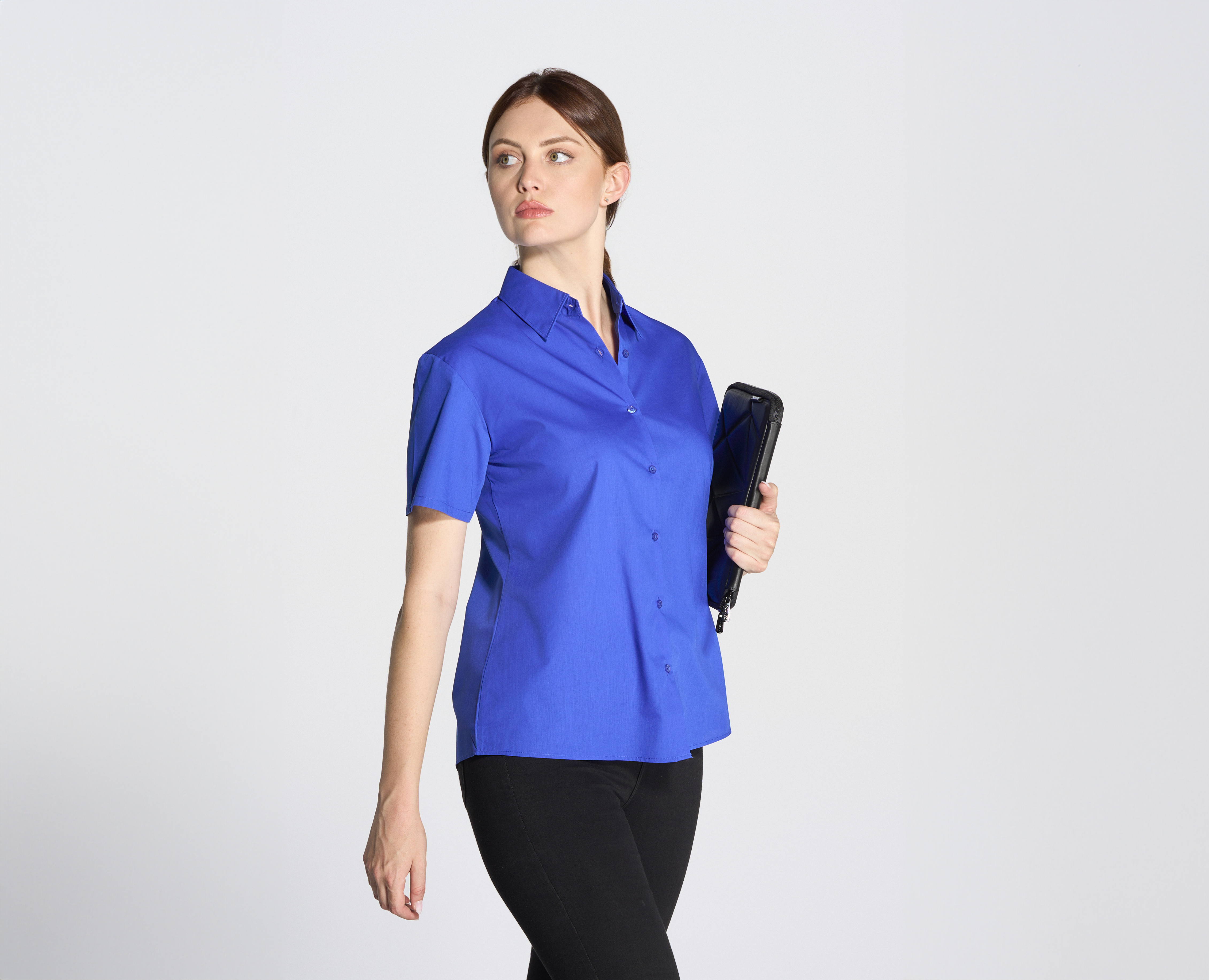 LADY CASUAL & BUSINESS SS SHIRT POPLIN