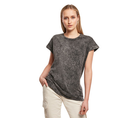 LADIES ACID WASHED EXTENDED SHOULDER TEE