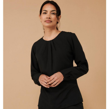 LADIES' PLEAT FRONT LONG SLEEVED BLOUSE