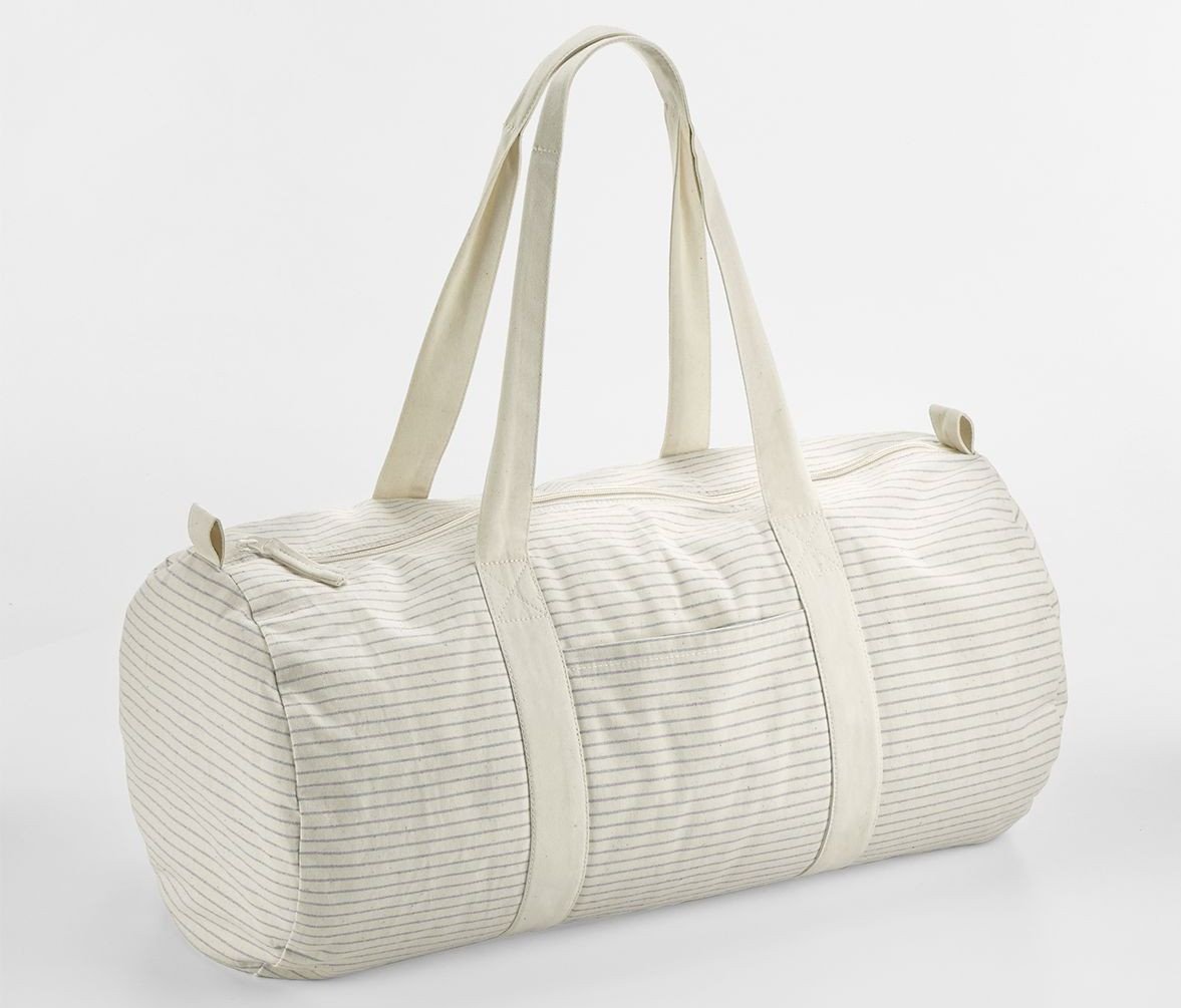 STRIPED ORGANIC COTTON BARREL BAG