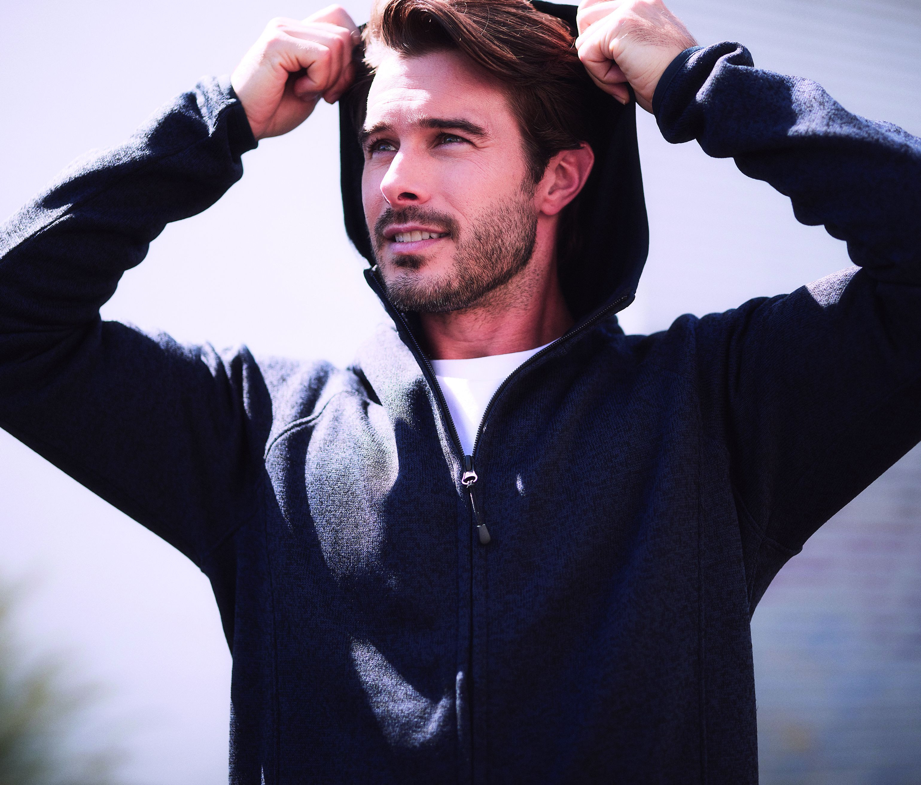 LUX HOODED KNITFLEECE JACKET FOR MEN