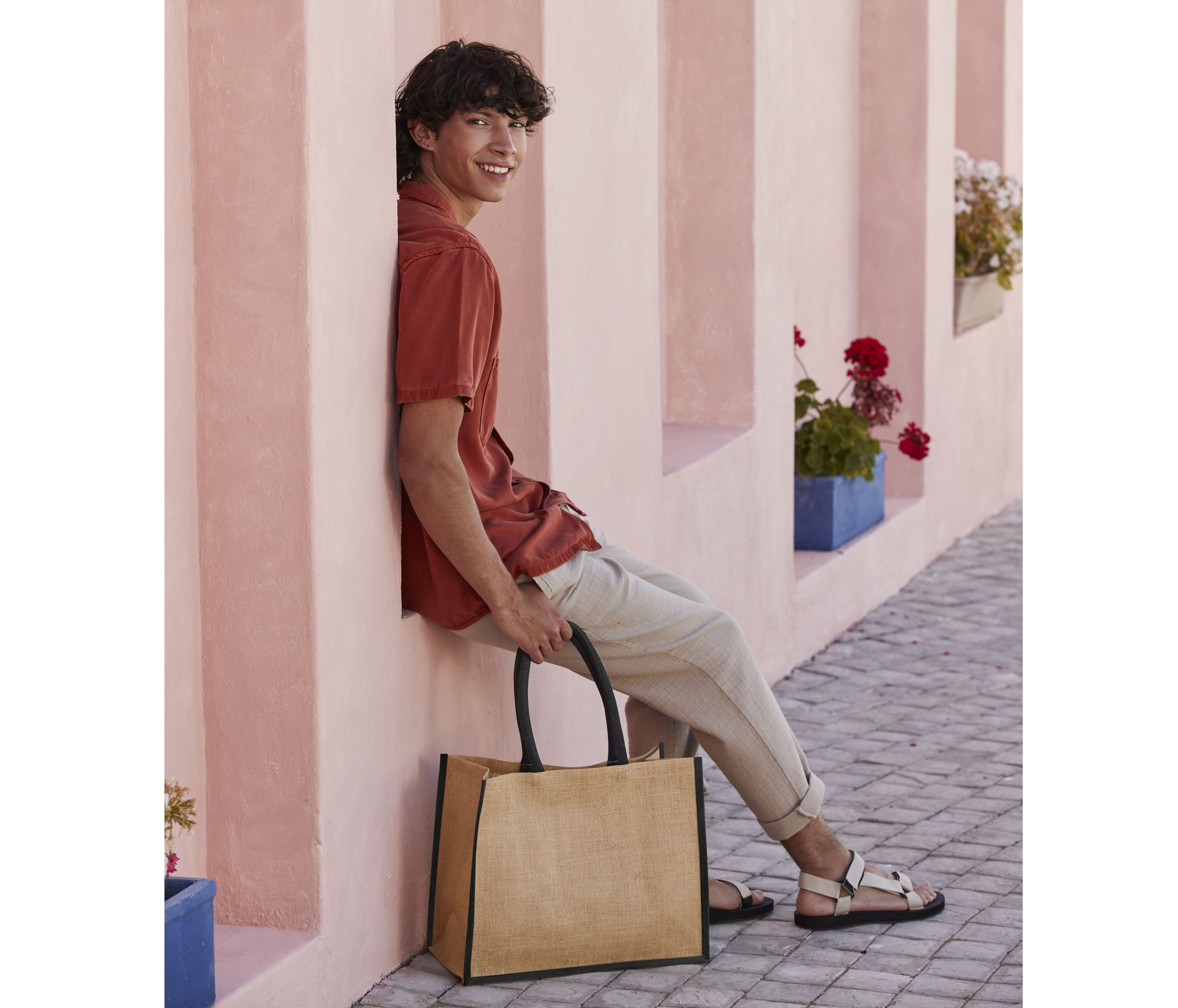 NATURAL STARCHED JUTE CLASSIC SHOPPER