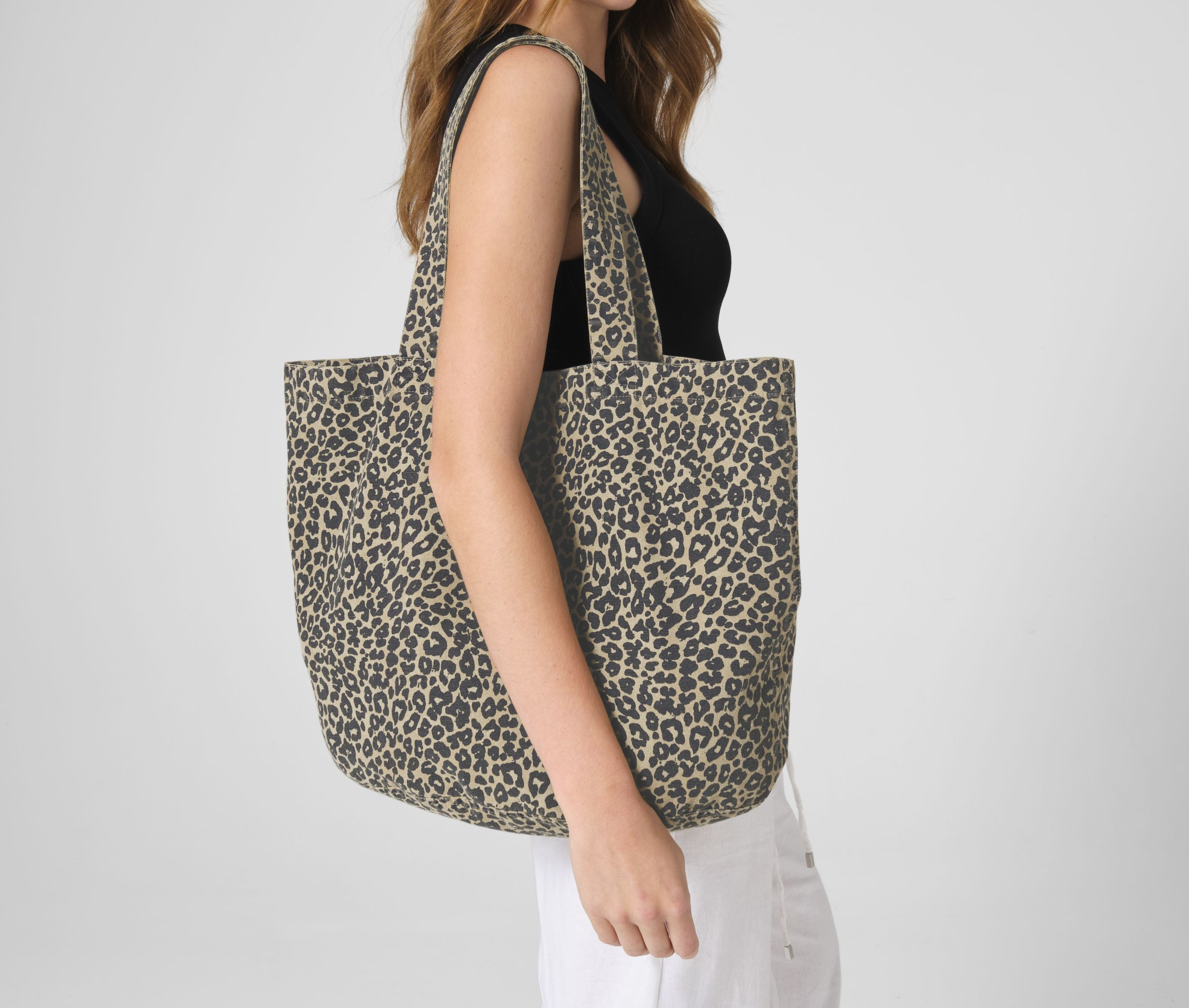 LEOPARD PRINT CANVAS SHOPPER