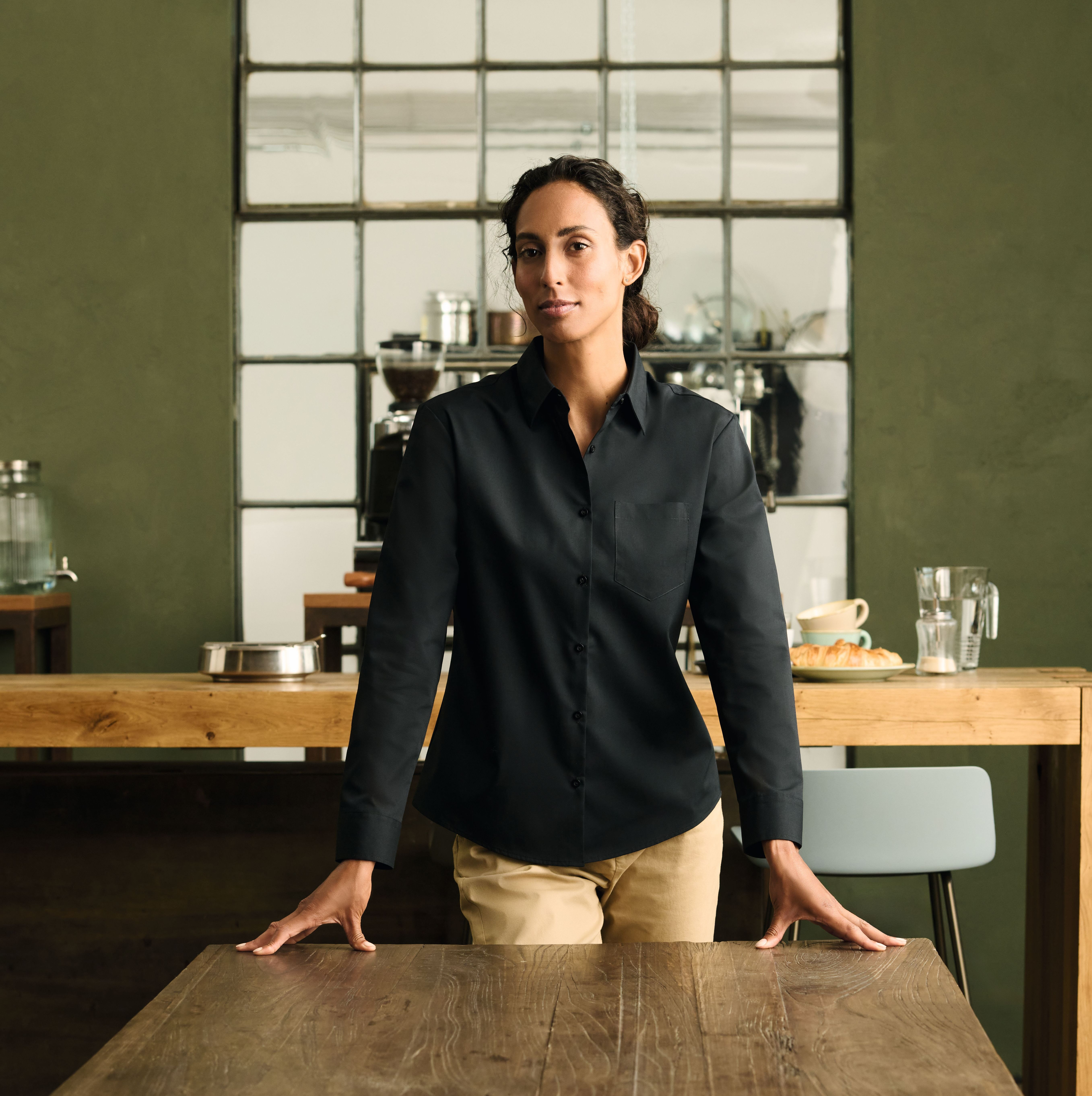 LADIES' LONG SLEEVE CLASSIC POLYCOTTON POPLIN SHIRT