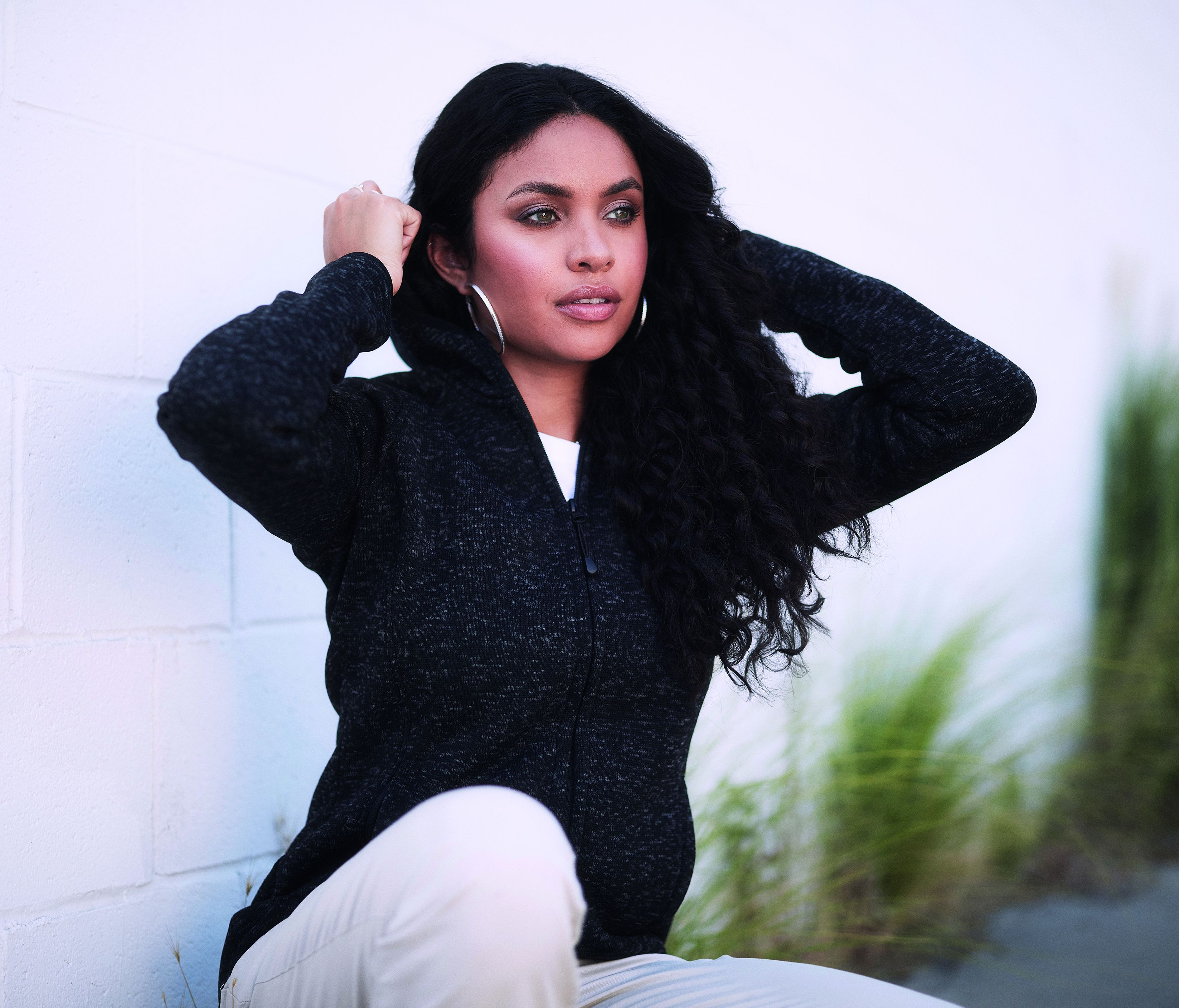 LUX HOODED KNITFLEECE JACKET FOR WOMEN