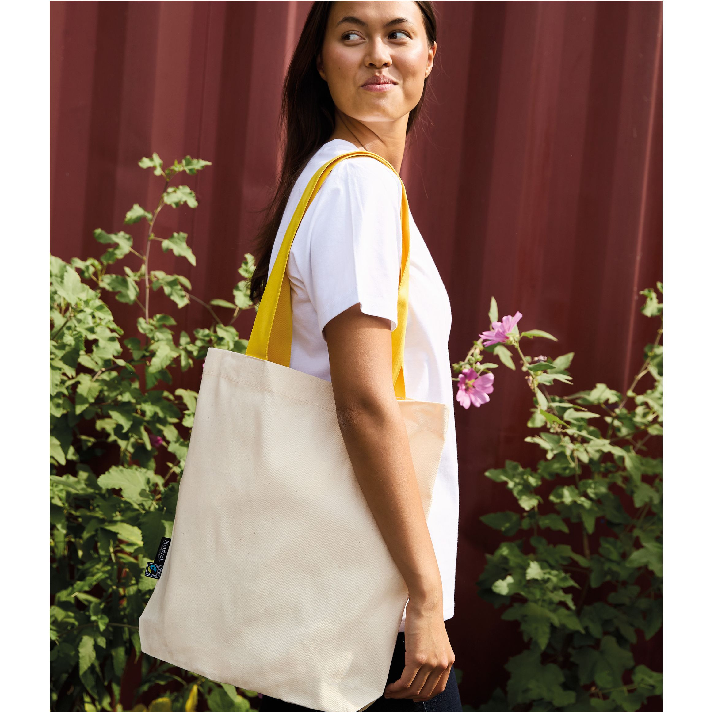 TWILL BAG WITH CONTRAST HANDLES