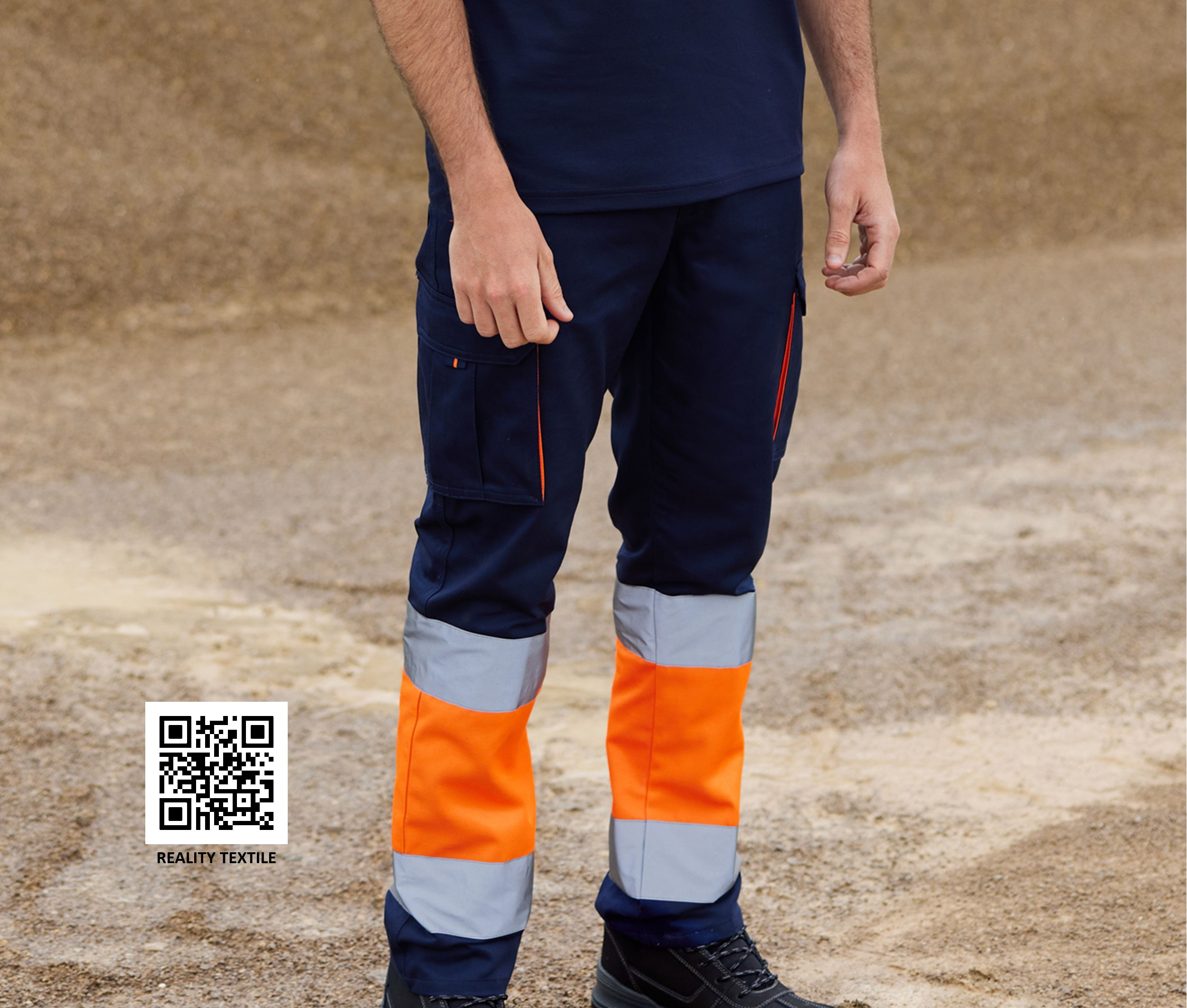 PANTALON 100% COTON BICOLORE MULTIPOCHES