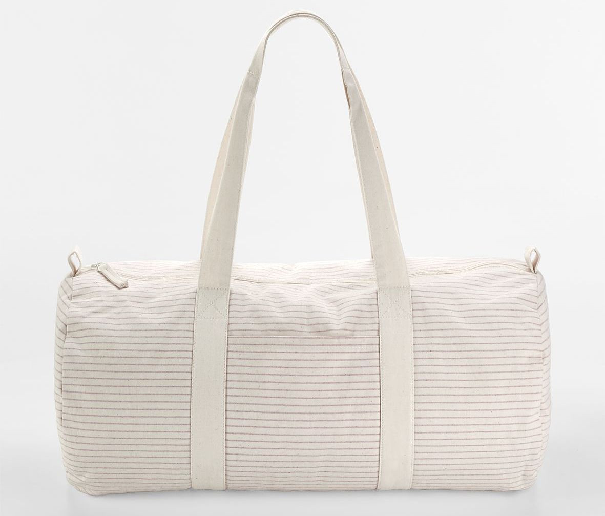 STRIPED ORGANIC COTTON BARREL BAG