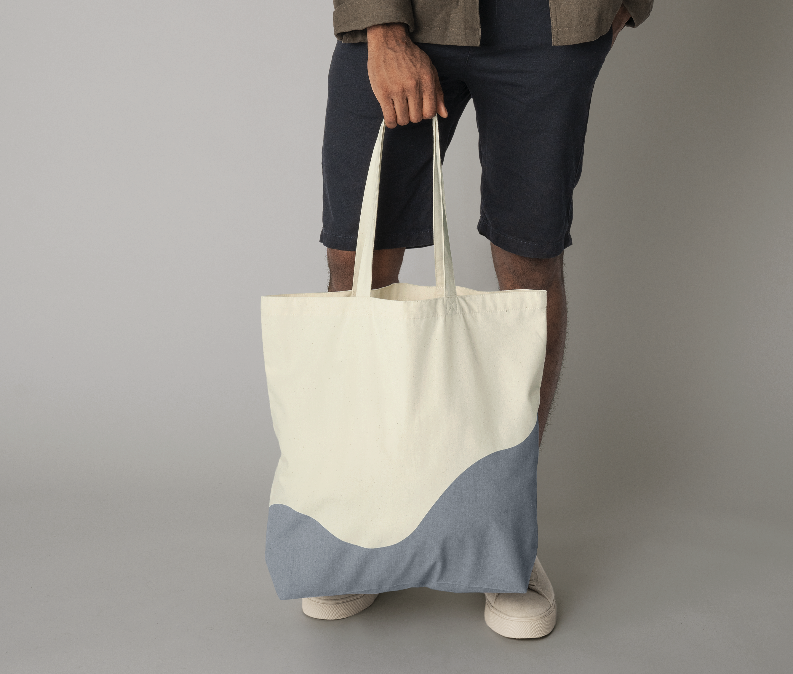 ORGANIC COTTON WAVE PRINT MAXI TOTE