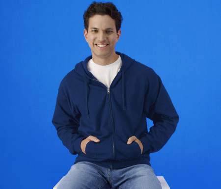 SOFTSTYLE MIDWEIGHT FLEECE ADULT FULL ZIP HOODED SWEATSHIRT