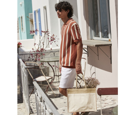 COTTON POCKET NATURAL STARCHED JUTE SHOPPER